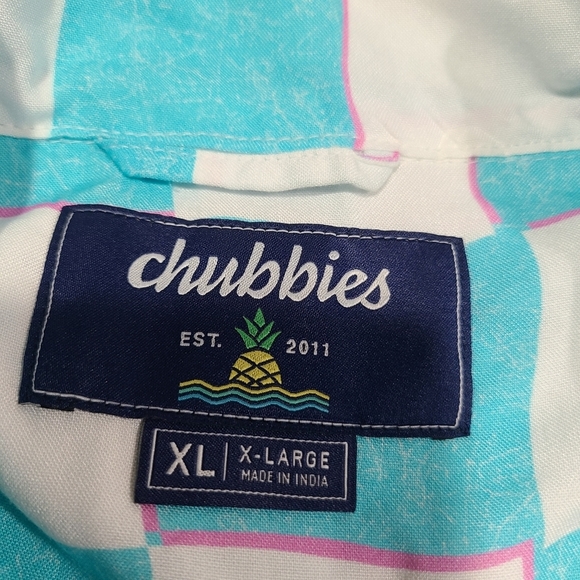 *SOLD* NEW Chubbies Mens Sunday Camp Shirt Blue Checker XL Retro 90s - Picture 6 of 11